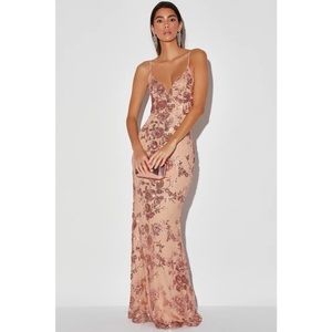 Shine Language Rose Gold Sequin Mermaid Maxi Dress